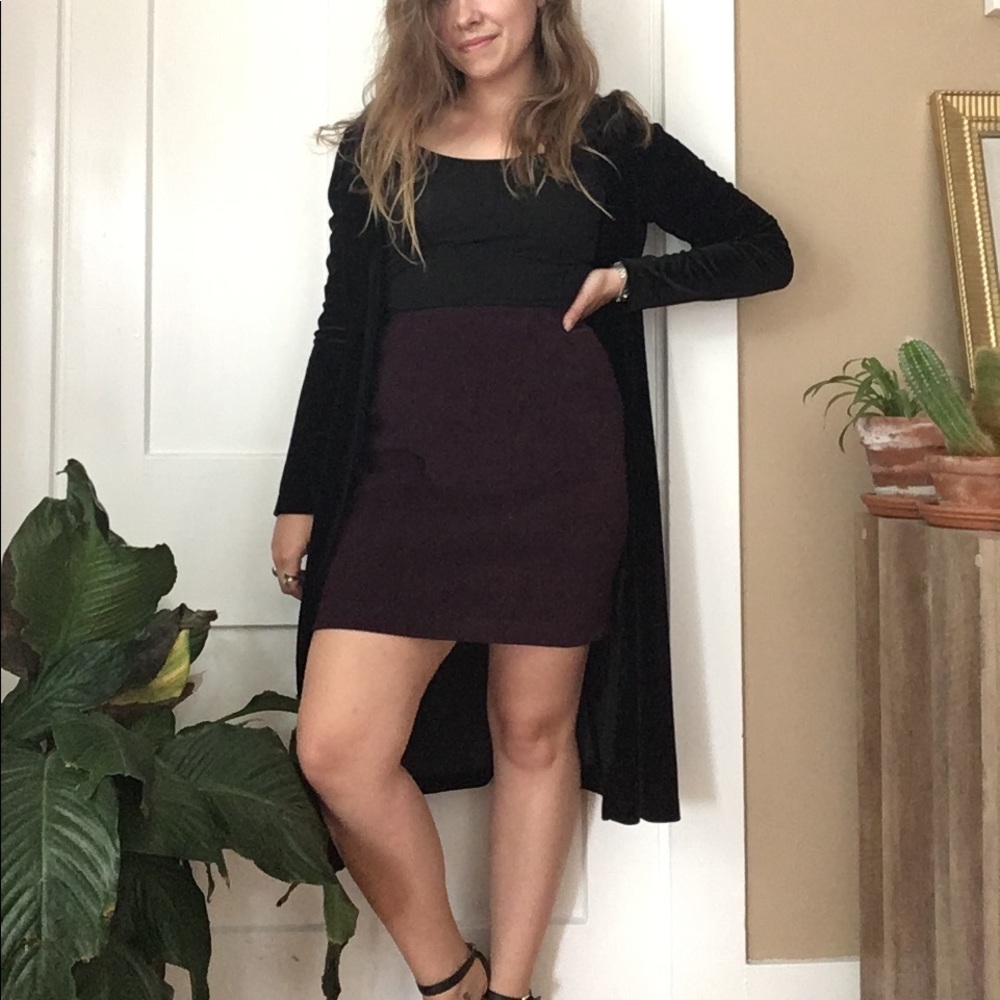 Long black velvet duster